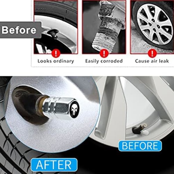 Metallikorkit autonrenkaiden venttiileihin, yhteensopivat Maserati Quattroporten, Ghiblin, Levanten kaikkien mallien kanssa, ilmaventtiilien korkit, muotoilu D【mo】 Replacement for Skull