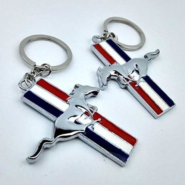 Mustang Tricolor Logo Nøglering Modificeret Bil Custom Spænde D{DH}