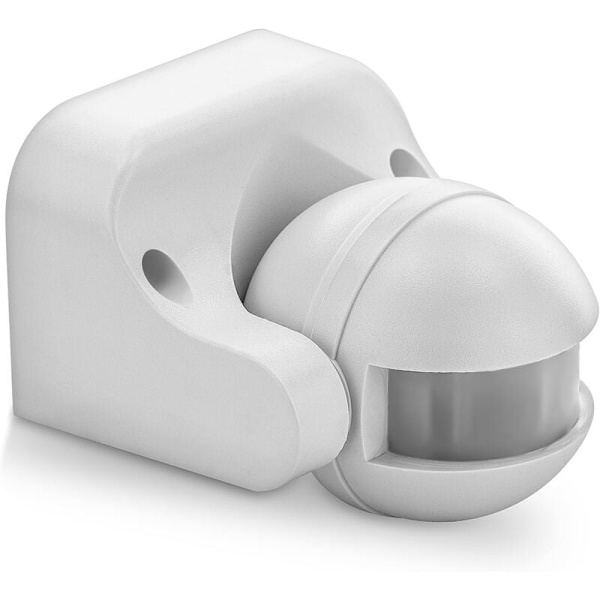 1x Infraröd rörelsesensor Emerge väggmontering för inom- och utomhusbruk, stänksäker, 180° lutning, arbetsområde, 12 m räckvidd, vit