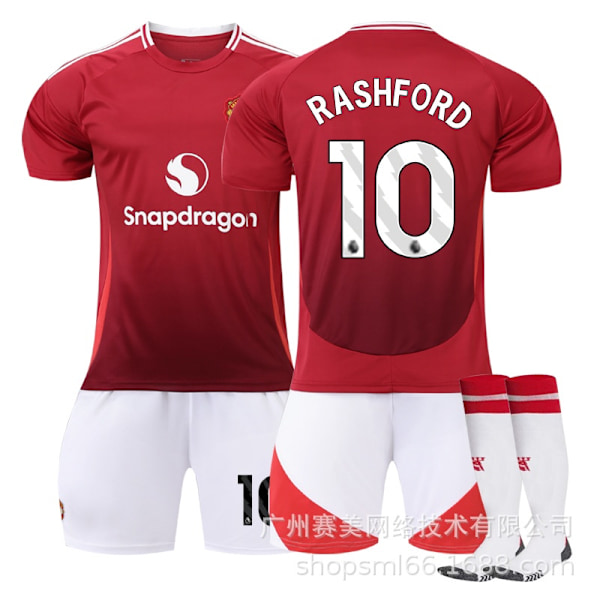 Rashford 10 Manchester United 24-25 hemmatröja senaste vuxen- och barnfotbollströja för den nya säsongen 4 Adult XL（180-185cm）