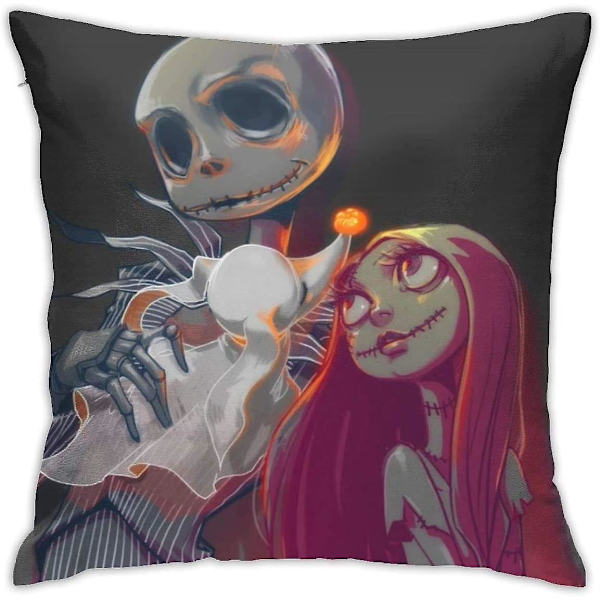 Pehmeä koristeellinen tyynyliina Skeleton Jack -neliön tyynyliina Mukava päällinen Luxus-päällinen sohvalle, sängylle, tuolille, autoon, kodin sisustukseen. (18x18 tuumaa