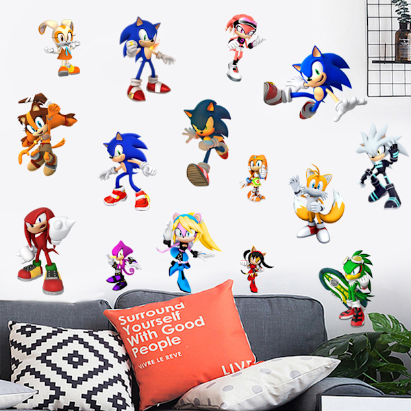 Sonic the Hedgehog spil vægklistermærke, soveværelse PVC graffiti【DH】
