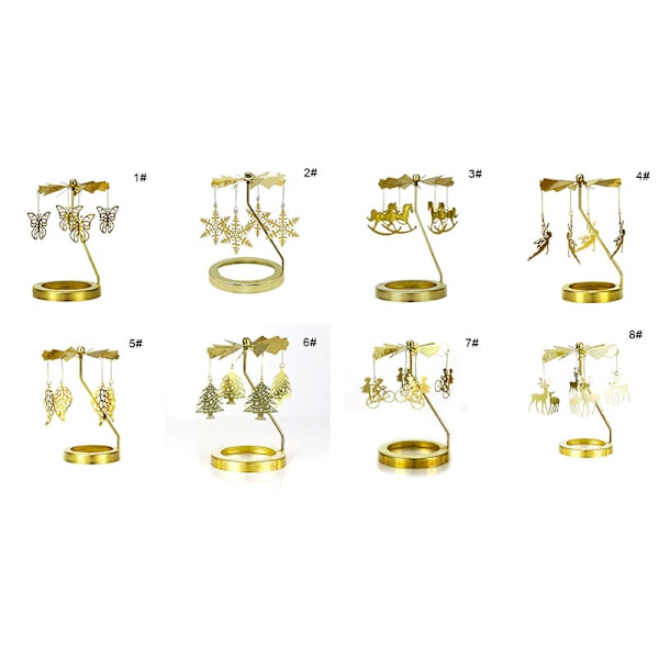 Spinnende Lysestake Roterende Telysholder Karusell Metall Hjemmeinnredning 6