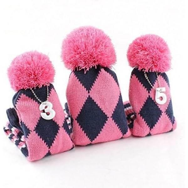 Golf Knit Headcovers Set Pom Pom Sock Covers