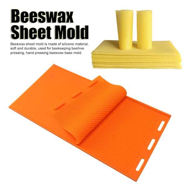 2 Ark 5,4 mm Silikone Bivoks Støbeform Bivoks Bundplade Prægemaskine Honeycomb Ark Støbeform Biavl Tilbehør Orange