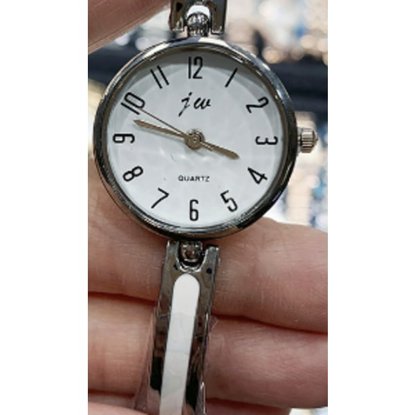 Enkel digital JW-klocka, fashionabel klocka, damklocka silver shell leucorrhea