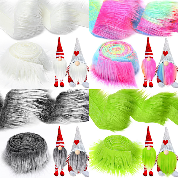 Langhåret og fluffy imiteret pelsstof, forskårne strimler af imiteret pels, fluffy ruller af pels, DIY imiteret pelsstrimler