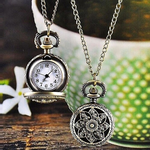Unisex Vintage Hul Vindmølle Bronze Quartz Lommeur Halskæde, Voksen, Unisex