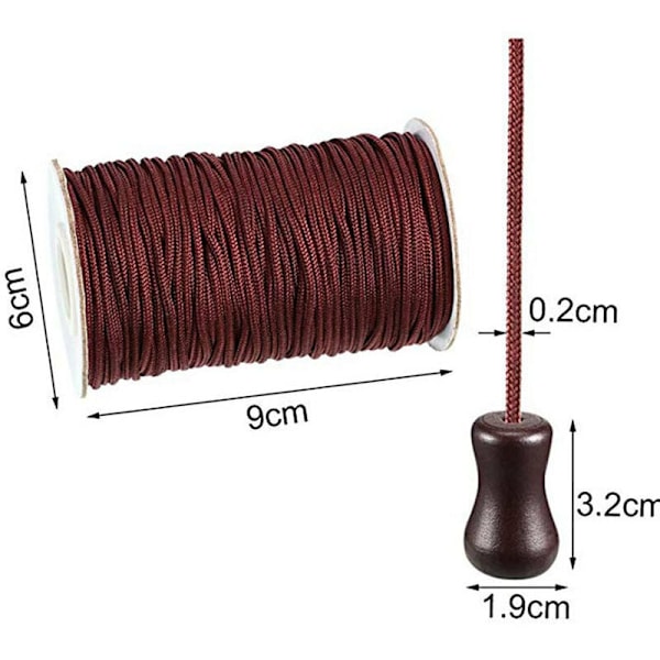 0,2 cm brun flätad persiennsnöre 50 m/rulle med 4 st bruna trähängen för aluminiummarkis, trädgårdsväxter och hantverk (brun)
