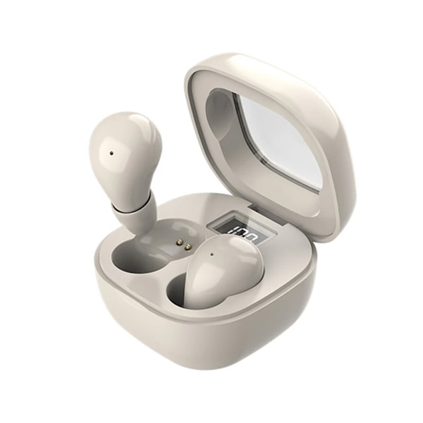 Usynlige soveøreplugger trådløse Bluetooth-hodetelefoner In-Ear-headset med mikrofon støyreduksjon HiFi Heavy Bass-øretelefoner（Beige (engelsk versjon)） Beige (English version)