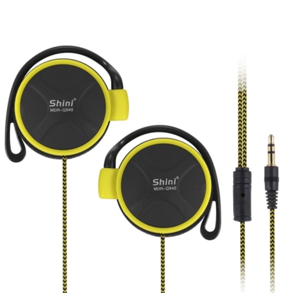 Shini Q940 3,5 mm Super Bass EarHook-hodetelefon for Mp3-spiller datamaskin Mob Yellow No Mic