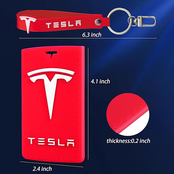 Tesla Nyckelkortshållare, Tesla Nyckelkortshållare Modell Y/3, Silikonfodral med Nyckelring för Tesla Tillbehör, 2 st, röd och svart