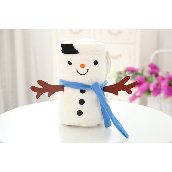 Julegave Kreativ Julemandsteppe Tegneserie dobbeltsidet flanel snemandsteppe Snemand Snowman Large size (1.2 m * 1.7 m)