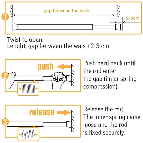 Kinlo Duschstång 50-80cm Roterande Justerbar Duschstång Även Som Klädstång / Spännstång Med Säkert Grepp Utan Att Borra I Garderoben