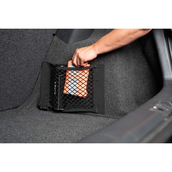 Bagagenet i sort (2 stk) med stærke velcrostropper - bilnet bagagerums organizer med velcro - elastisk