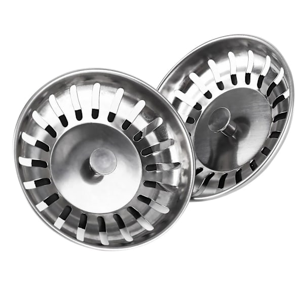 Set of 2 Stainless Steel Sink Plugs, Universal 78mm Sink Strainer, Stainless Steel Anti-Clog Sink Plug, for Kitchen and