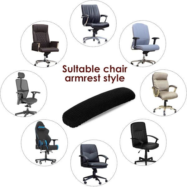 Par Armlenetrekk for Kontorstol/Kontorstol Armlenetrekk Albuepute Gamingstol Armlene Svart