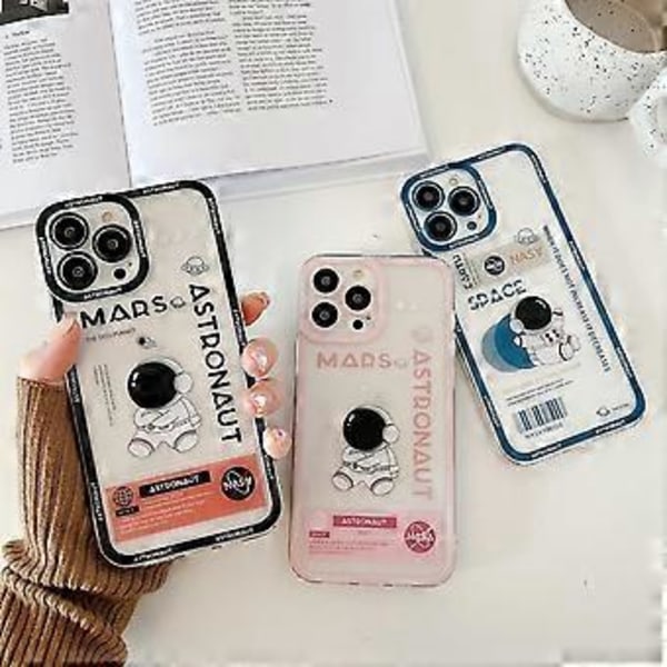 Klart og sødt mobilcover til iPhone 13 mini, Cool tegneserie Astronaut Space Rocket Moon Design Stilfuld TPU Bumper (iPhone 13 mini, Pink Mars)