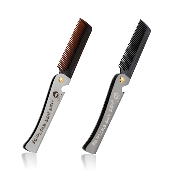 Vikbar Skäggkam med Spiral Kam Herr Professionell Styling Hårkam Frisör Stylingverktyg (Amber) amber