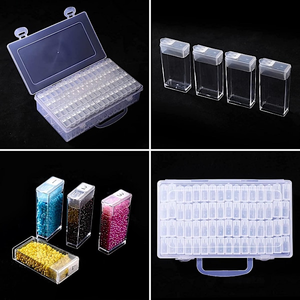 64 fack diamantmålning klar förvaringslåda - Förvaringslåda Transparent Transparent