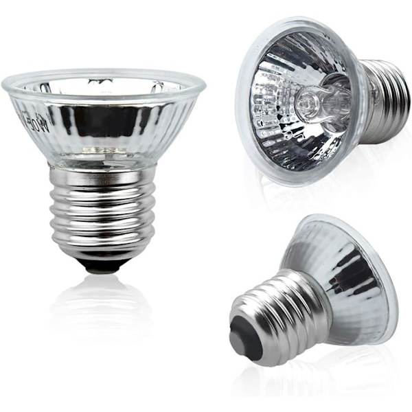 E27 50W Dæmpbar Reptil Varmelampe, UVA UVB Skildpaddelampe Fuld Spektrum Solarlampe til Reptiler og Padder Slange, 4 stk