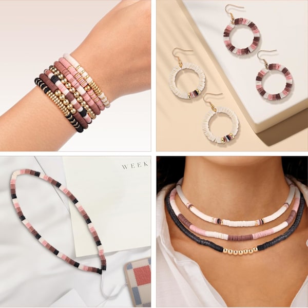 5200+ st bruna lerpärlor armband set, Heishi pärlor polymer lerpärlor för smyckestillverkning, vänskapsarmband set med gult