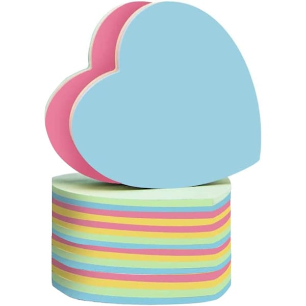 Hjerteformede Sticky Notes - Selvklæbende Post Memo Søde Assorterede 4 Farver til Kontor/Hjem/Køkken/Bagning/Skole Storsalg 600 Ark I Alt