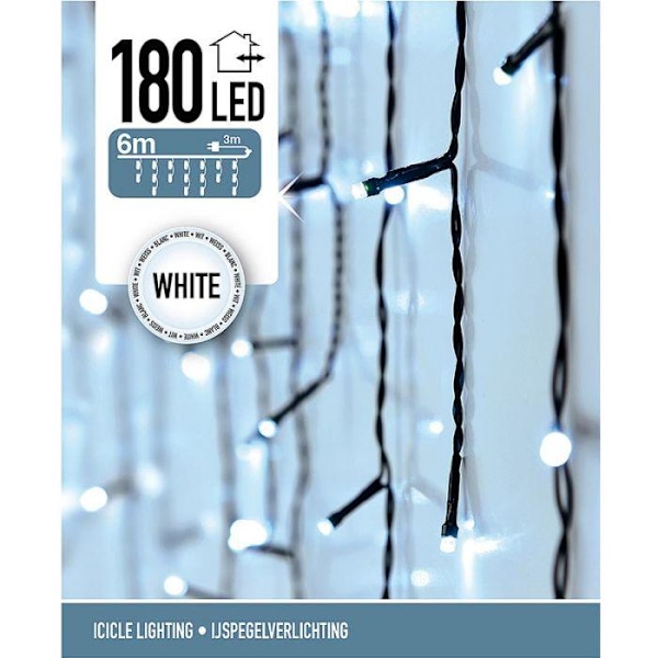 Istappsslinga i olika höjder - 180 LED - 6 meter - IP44 white