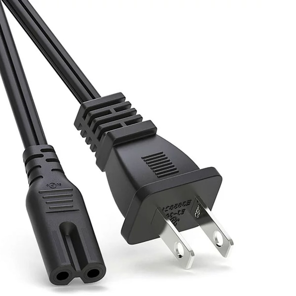 Universell Strömkabel, AC Väggkontakt 2-Pin Icke-Polariserad 90cm Kabel för Sony Ps5 Ps4 Ps3 Xbox One S Xbox One X Kontorsutrustning och Mer