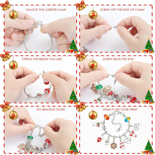 24 kpl joulukalenteri 2024 rannekoru Countdown Blind Box DIY rannekorut koriste Adventtikalenteri joululahjasetti tytöille pojille lapsille naisille