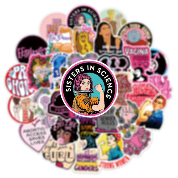 50 kpl/setti Feministiset tarrat Tyttömäiset tyttövoima-tarrat