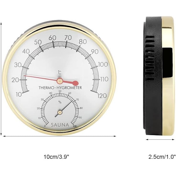 Bastutermometer i metall, rund termometer hygrometer hygrometertermometer för basturum