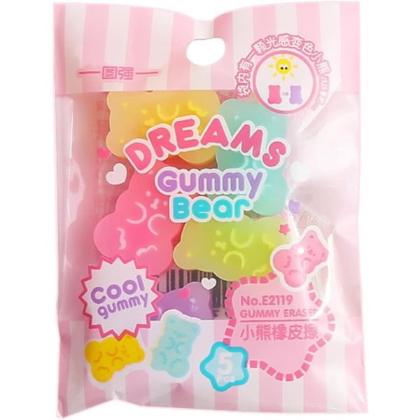 Eraser, Kids, Eraser, Gummy Bears, Eraser, 5 Bear Shape Eraser, Fun Eraser, Stationery, Eraser, Pets