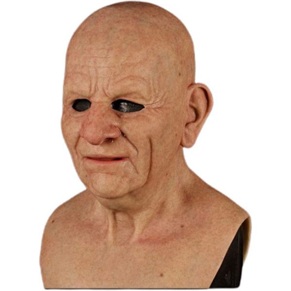 Halloween Gubbemaske, Den ældre Gubbes Hovedbeklædning Realistisk Silikonemaskerade Helhoved Trick Rekvisit Bald Head