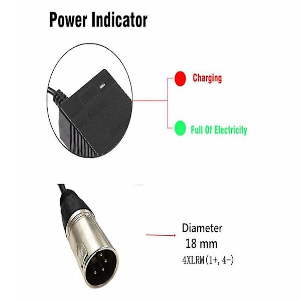 36V Oplader Output 42V 2A Oplader 4-pin XLRM Stik Til 36V 10s Elcykel Lithium Batteri【mo】 us