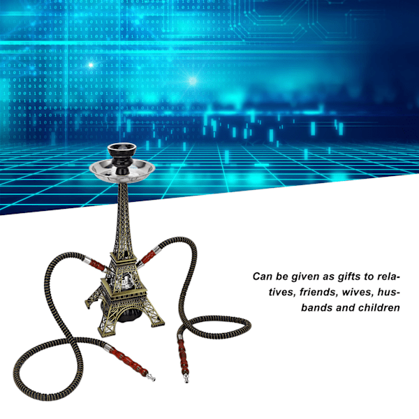Vattenpipa Set med Slang Metall Paris Tower Skaft Vattenpipa Kit med Vas Bas Skål och Tång för Resor Hem
