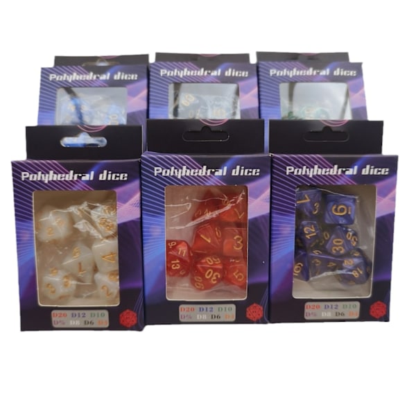 7 kpl akryylivärikkäitä helmi marmorinoppia digitaaliset noppatarvikkeet PRTG-pelinoppa Bright red seven pieces per box