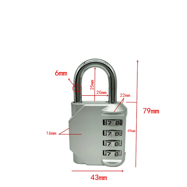 Sett med 4 kodelåser, hengelåser med kode for skap
