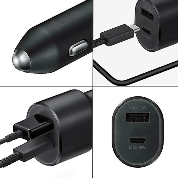 60W Samsung Super Fast -aut lataus PD USB Type-C -portti Auto Cargador 45W Galaxy S24 S23+ S22 5g S21 Note 20 10 Z Flip3 A52