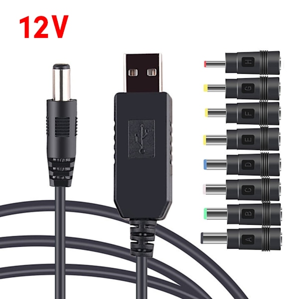 USB til DC 5V 9V 12V Adapter Konverterkabel USB til 8PCS DC-kontakt for Router Mini Vifte Høytaler WIFI Ladebank-kontakt