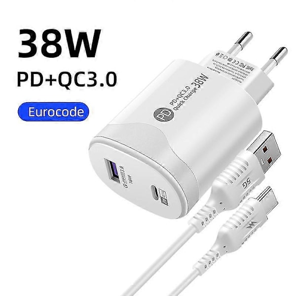 Type-C Snabbladdningsadapter PD20W Direktladdare med Datakabel[DH]