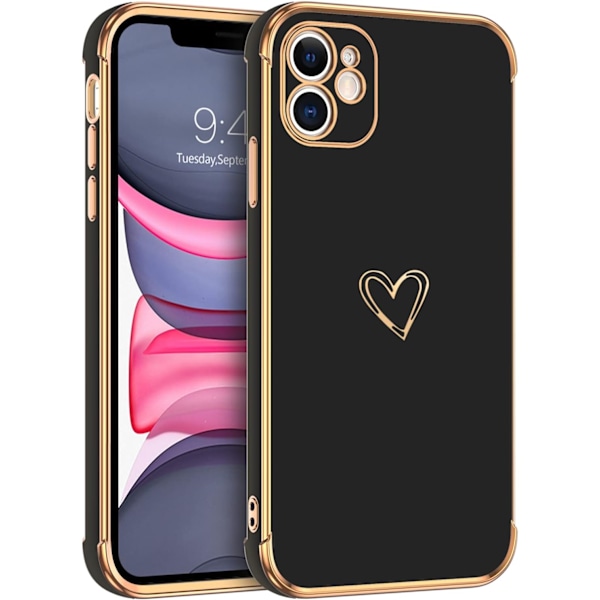Telefonfodral för iPhone 15, Sött hjärtmönster, Mjuk TPU【DH】