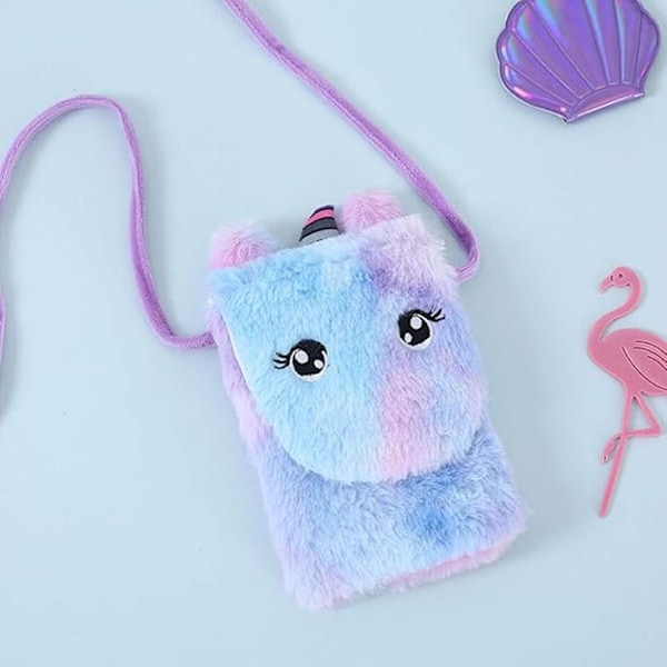 Crossbody taske plys enhjørning møntpung messenger taske vertikal mobiltelefon taske skuldertaske til små piger børn
