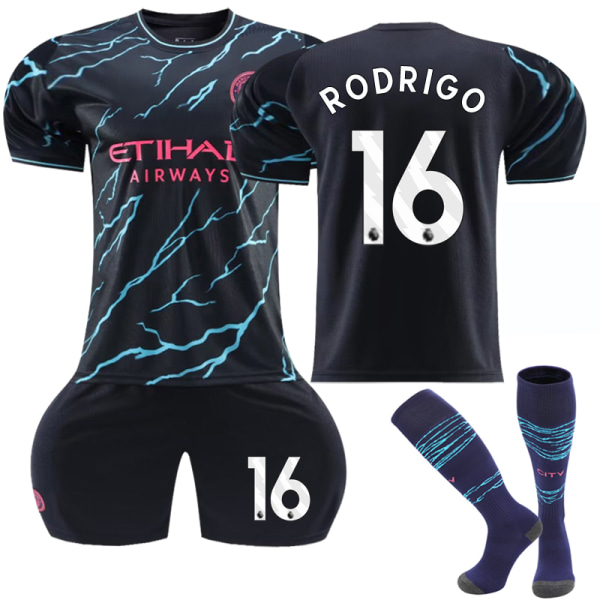 23-24 Manchester City borta barn fotbollströja nr 16 Rodrigo