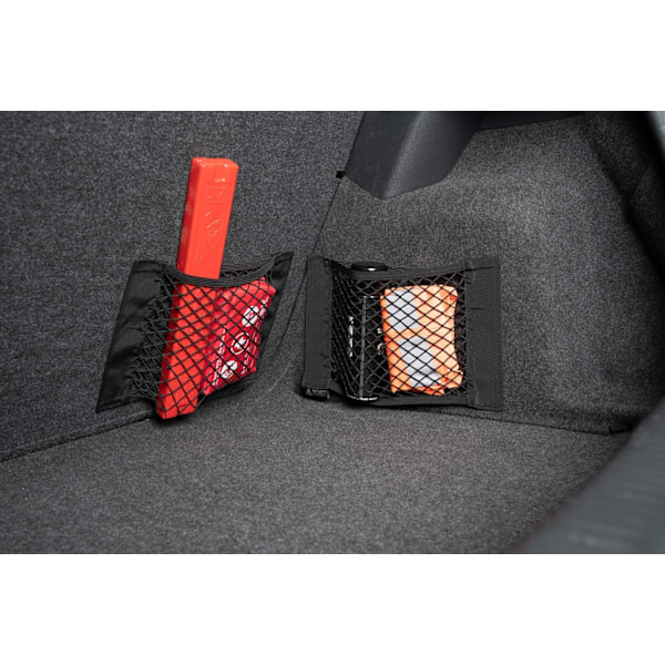 Bagagenet i sort (2 stk) med stærke velcrostropper - bilnet bagagerums organizer med velcro - elastisk