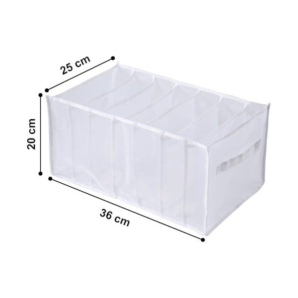 3 stk. Vaskbare Garderobeorganisatorer, 7 Rister Foldbare Synlige Tøjrum Opbevaringsboks Garderobe Skuffeorganisator Mesh Divider Box