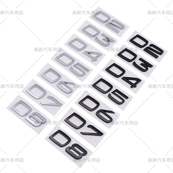 D2 D3 D4 D5 D6 D7 D8 etikett egnet for Volvo modifisert bilvolum bak digital engelsk[DH] D4-Black