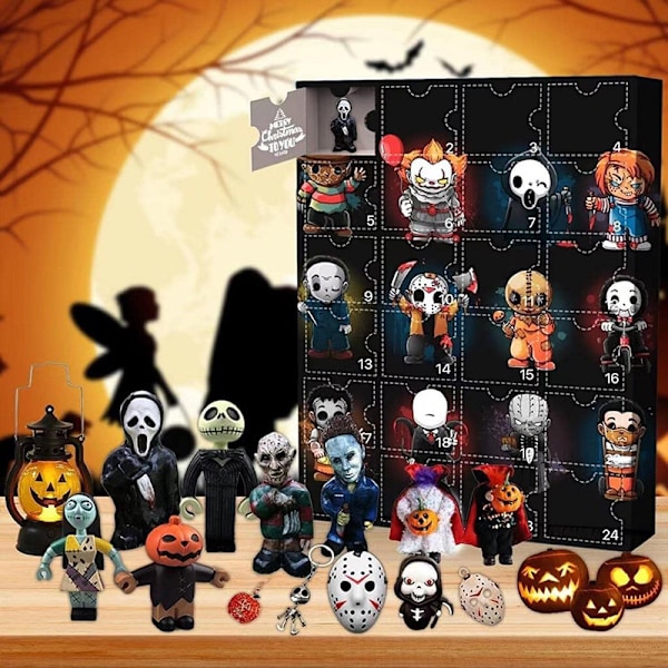 Julklappshitt 2023 Halloween Adventskalender med 24 Smycken Nedräkning Blind Box Leksaker-sfsssc Halloween 24 3D Dolls Model C