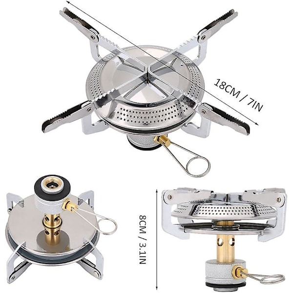 Camping Stove Bærbar Gasskomfyr for Fotturer Utendørs Kjøkkenbrenner med Kjøkkentilkobling Oppbevaringspose for Piknik BBQ{DH}