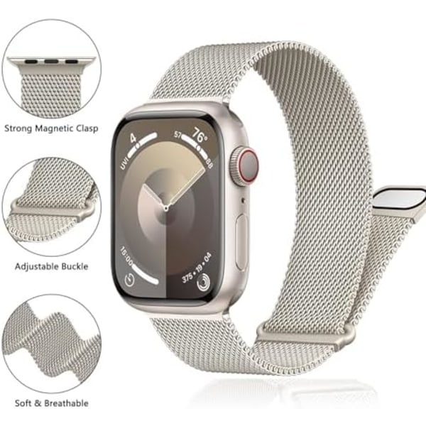 Rannekoru Apple Watch -rannekkeelle 38/40/41mm Naiset Miehet, Rannekoru Verkkometalli Magneettinen Ruostumaton Teräs Loop-hihna{DH}